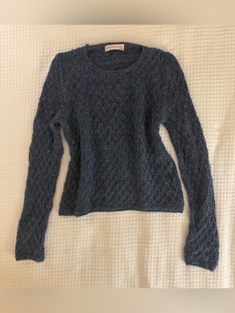 El Pequeno Colibri Cozy Fuzzy Textured Crewneck Mohair Sweater - Dusty Blue S/M